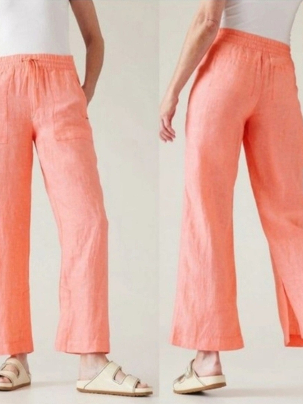 Athleta Coral Wide-Leg Linen Blend Athleisure Pants ( B24)
